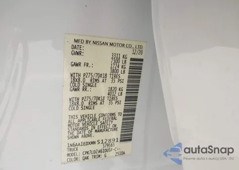 2021 Nissan Titan Pro-4X 4X4 from USA, damaged, VIN 1N6AA1EDXMN512891